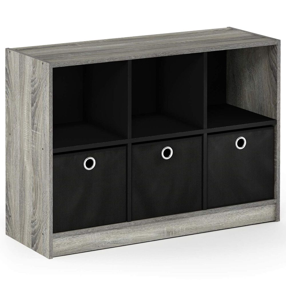 HOMLUX 6-Cube Bookshelf Bookcase with Storage Bins in French Oak, , large