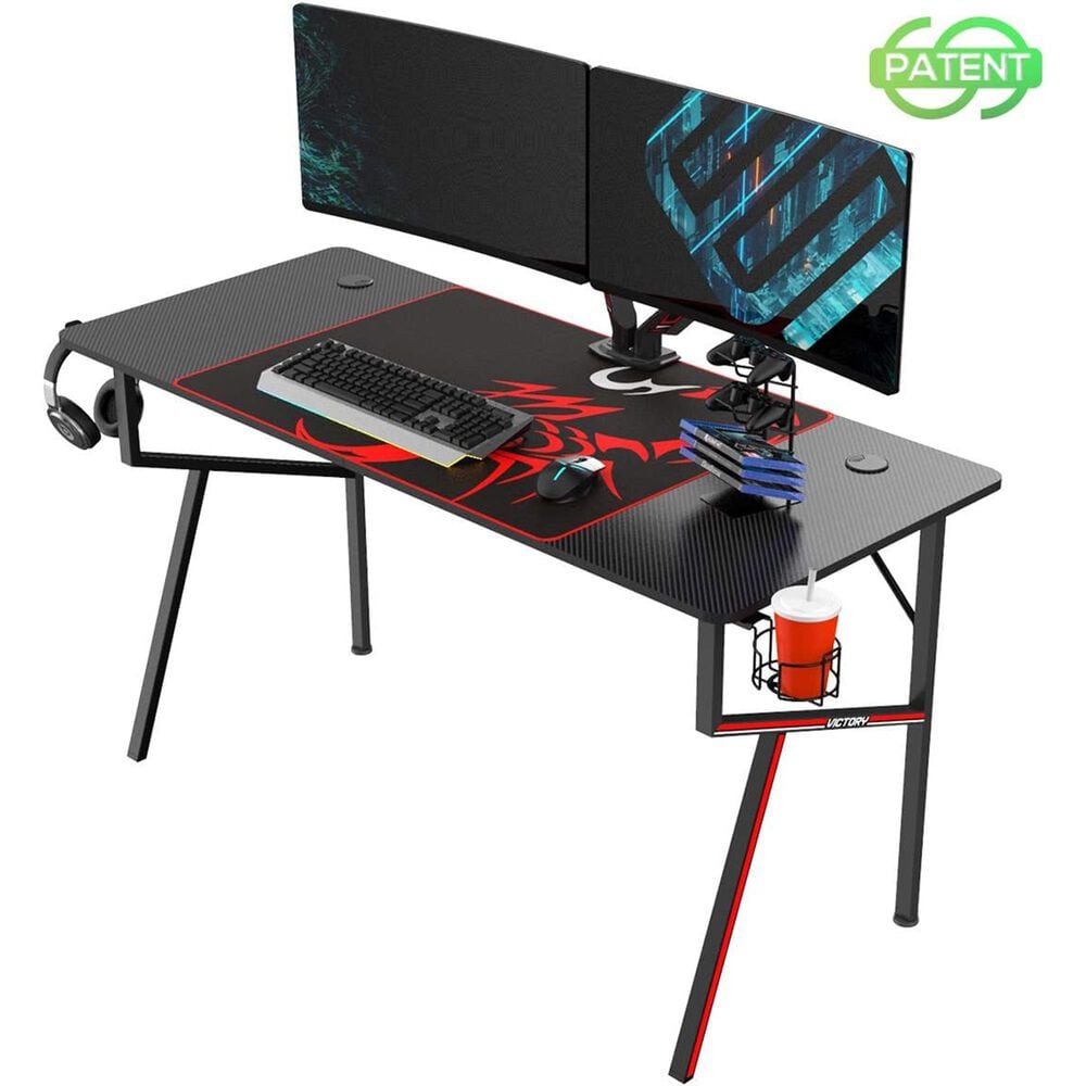 Eureka Ergonomics 55&quot; Gaming Desk in Black and Red, , large