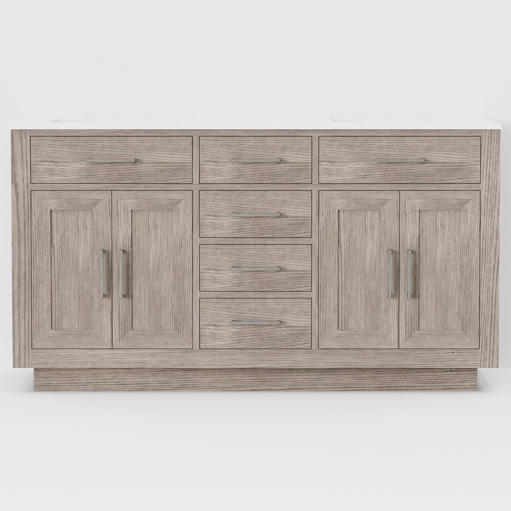 Lexora Home Abbey 60" Double Bathroom Vanity in Grey Oak with 2 cm White Cultured Marble Top and Rectangular Sinks, , large