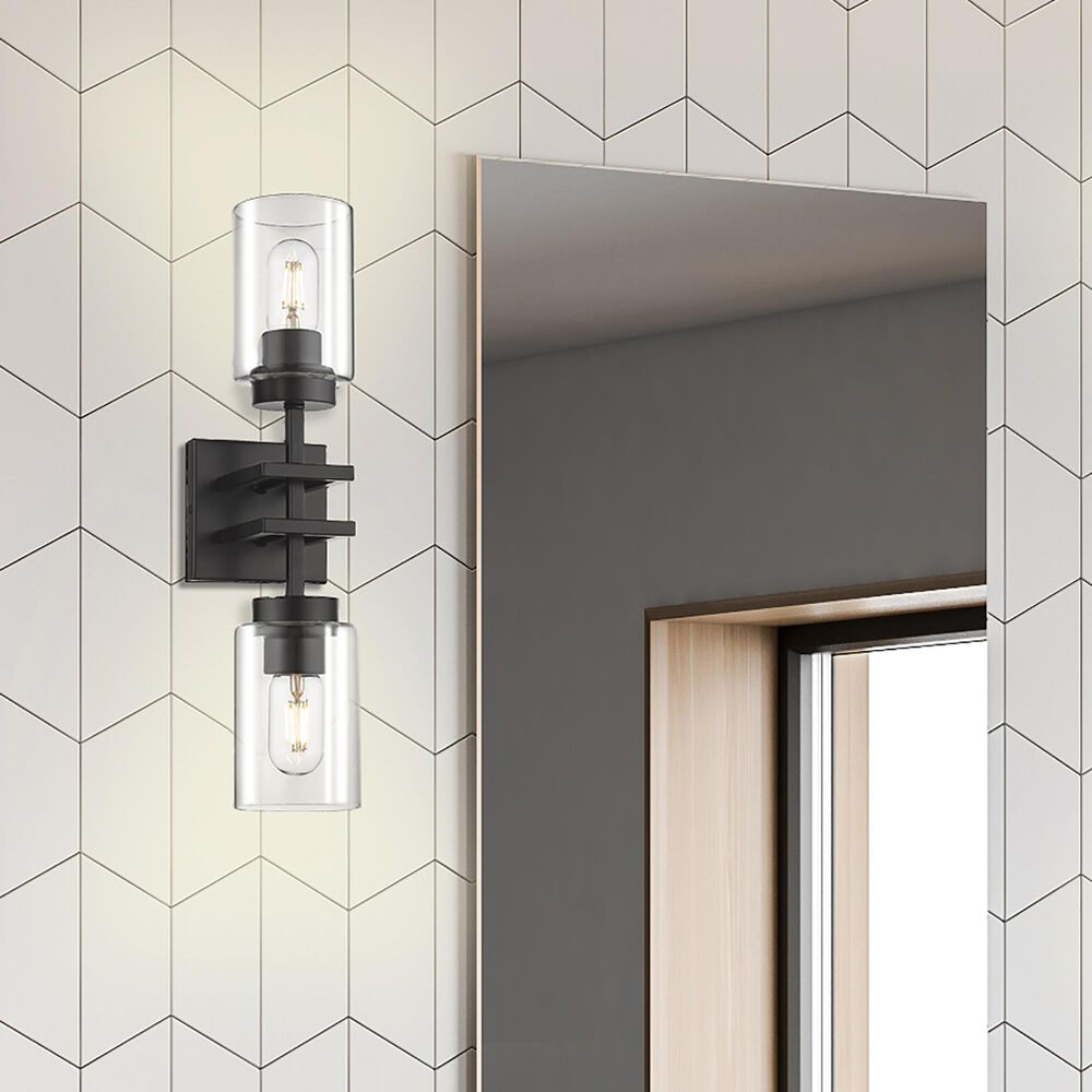 Golden Lighting Tribeca 2-Light Wall Sconce in Matte Black, , large