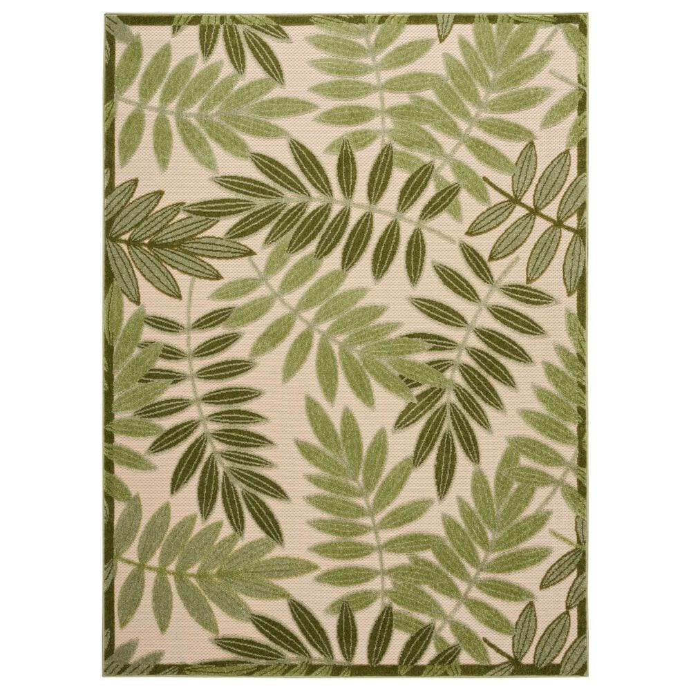 Nourison Aloha ALH18 12" x 15" Ivory and Green Indoor/Outdoor Area Rug, , large
