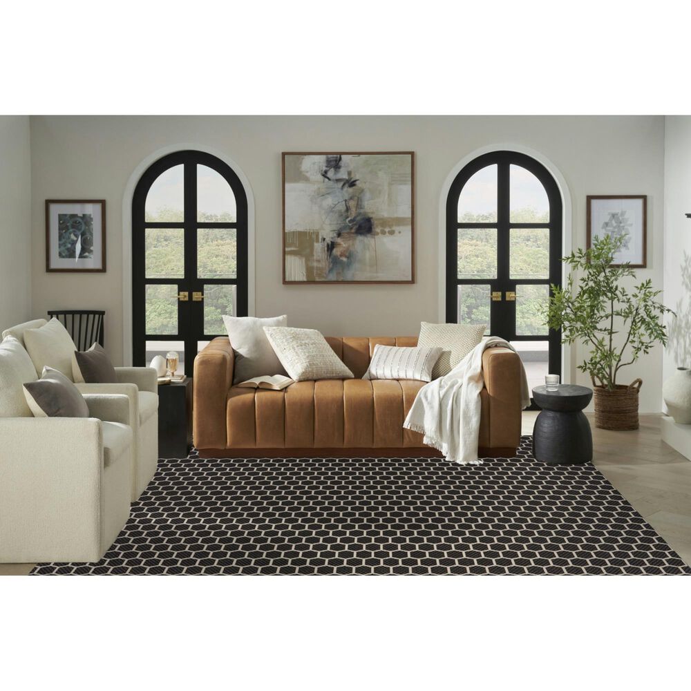Nourison Twist Reversible 8&#39; x 10&#39; Black Indoor/Outdoor Area Rug, , large