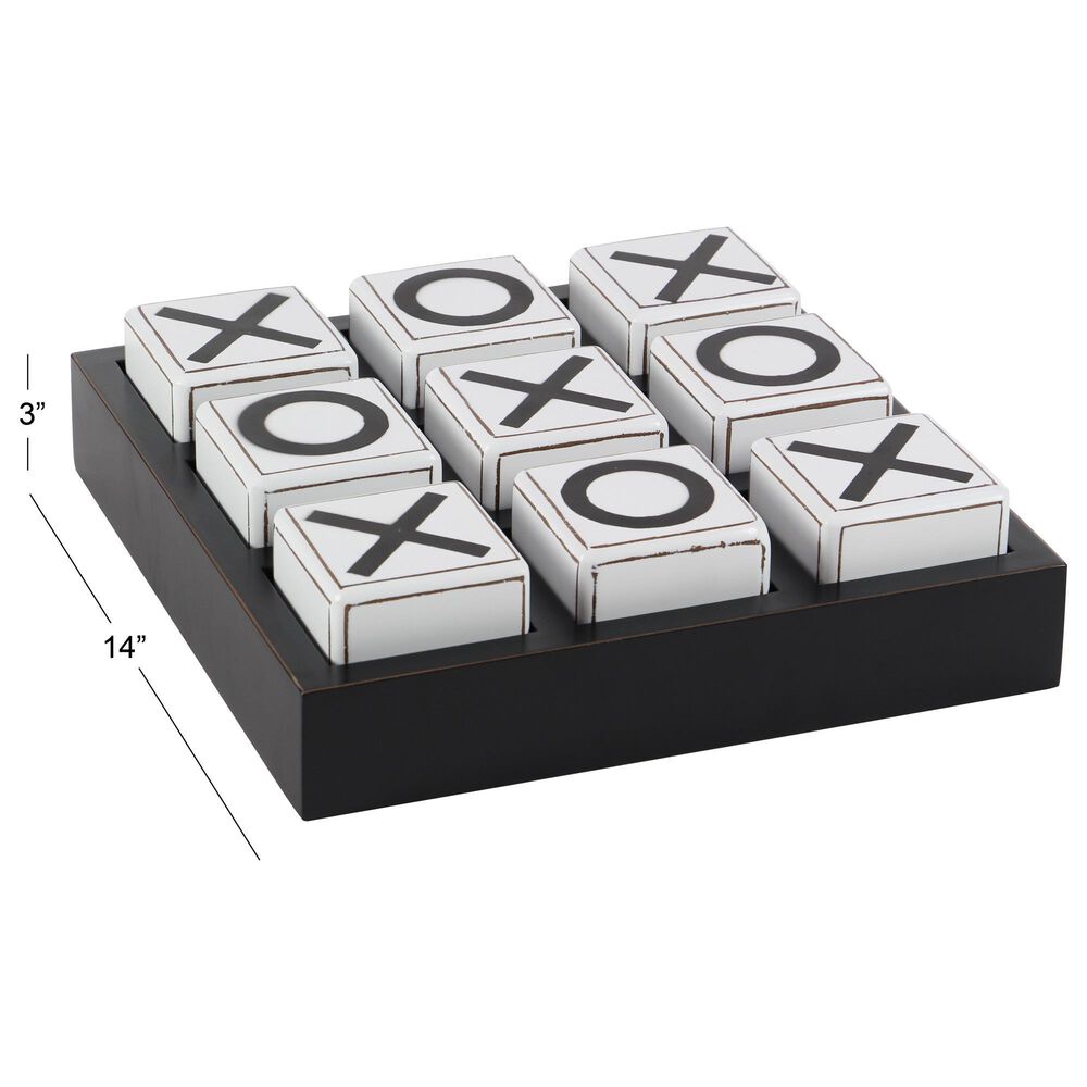 Maple and Jade 4&quot; x 14&quot; Tic Tac Toe Game Set in Black and White, , large