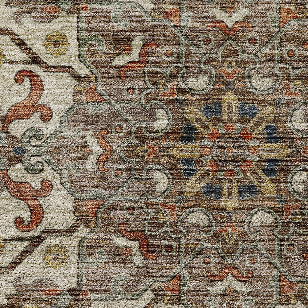 Dalyn Rug Company Silk Road Chocolate, Ivory, Gold, Copper, Gray and Taupe 8&#39; Round Area Rug, , large