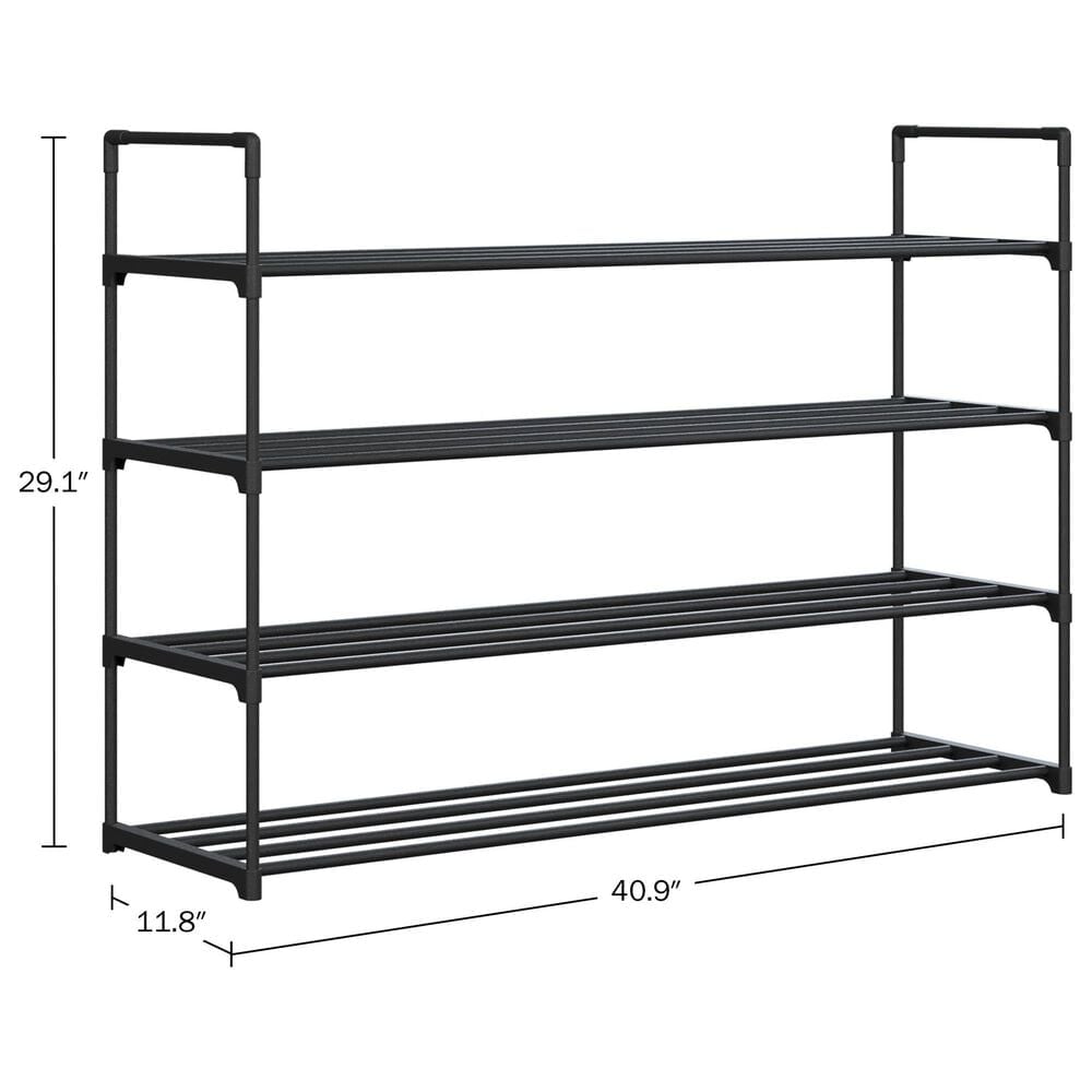 Timberlake 4-Tier Shoe Rack in Black, , large