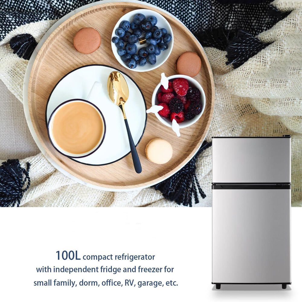 HOMLUX 3.5 Cu. Ft. Top Freezer Refrigerator with Adjustable Thermostat in Silver, , large
