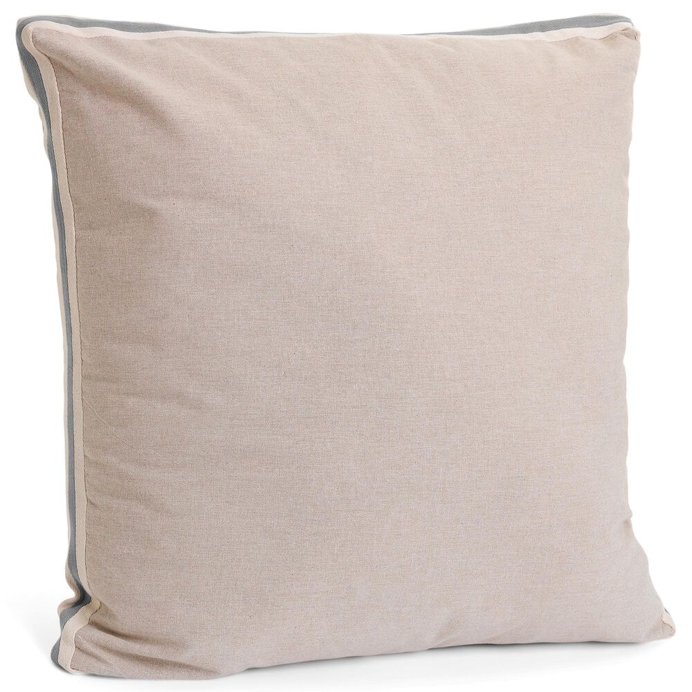 Twill 24" Square Throw Pillow in Natural and Dusty Blue, , large