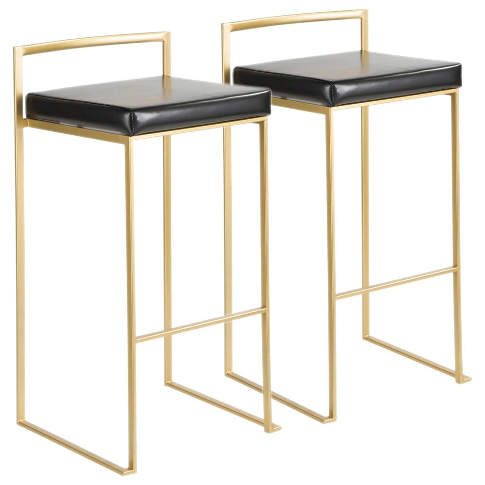 Lumisource Fuji Barstool in Black/Gold (Set of 2), , large