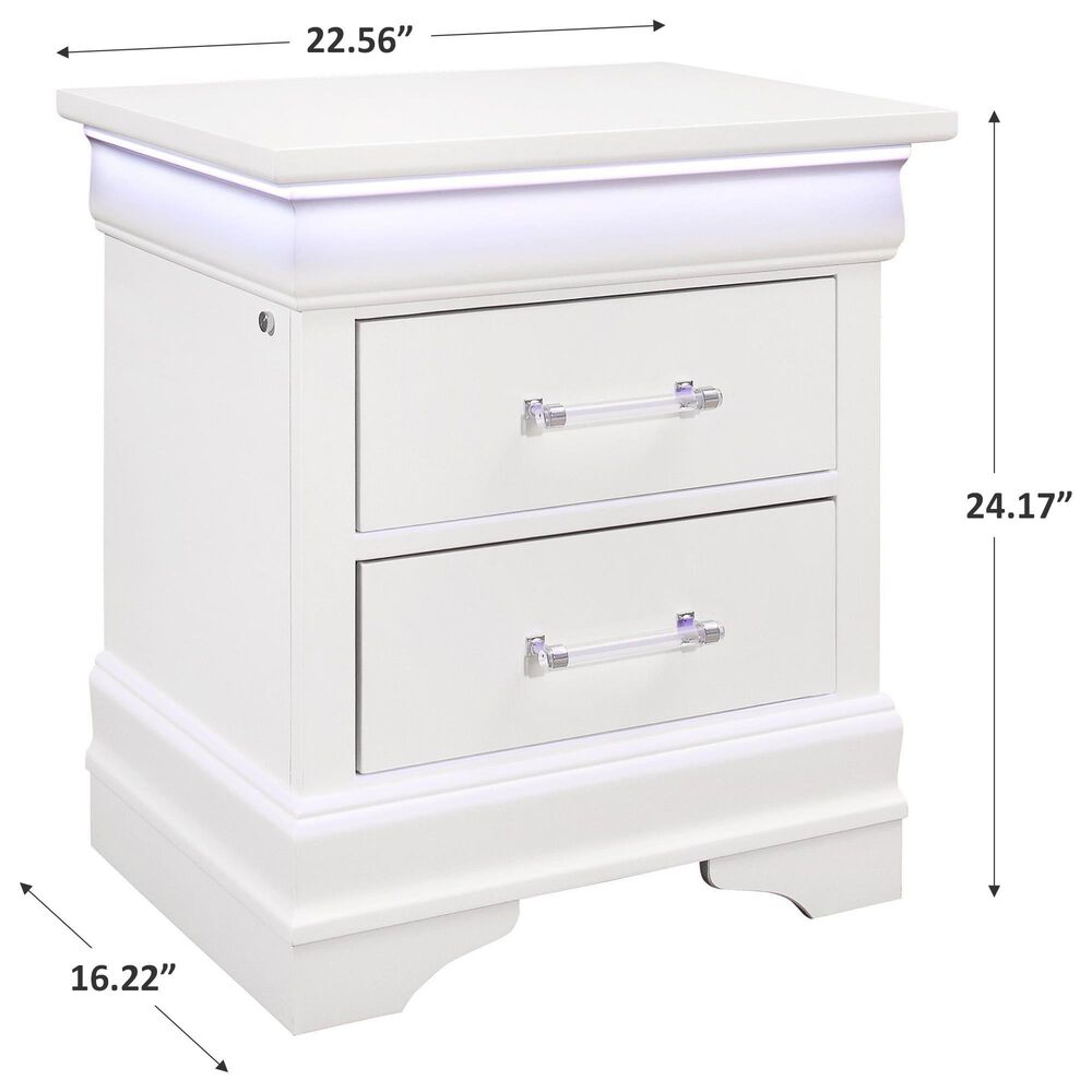 Global Furniture USA Charlie 2-Drawer Nightstand in White, , large