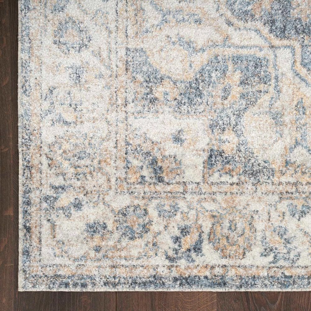 Nourison Astra Machine Washable 2&#39;2&quot; x 12&#39; Grey and Blue Runner, , large