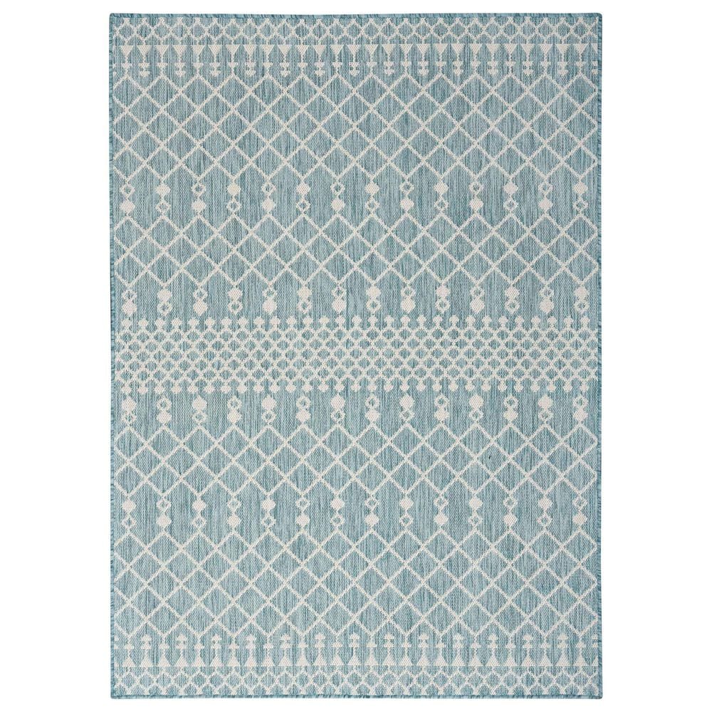 Nourison Positano Southwestern Aqua 9&#39; x 12&#39; Indoor/Outdoor Area Rug, , large