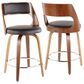Lumisource Cecina Swivel Counter Stool with Brown Cushion in Walnut and Chrome (Set of 2), , large