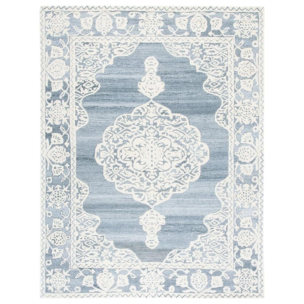 Safavieh Micro-Loop Bohemian 8" x 10" Light Blue and Ivory Area Rug, , large