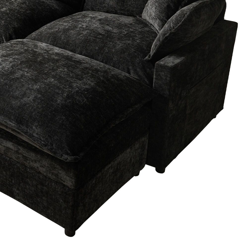 HOMLUX 107.87" Ultra-Comfort Chenille Sectional Sofa Set in Balck, , large