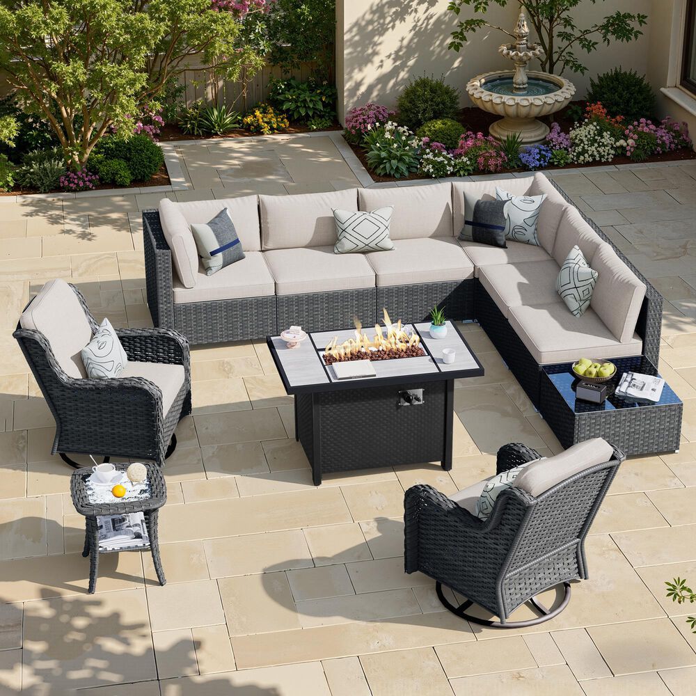 HOMLUX 11-Piece Patio Sectional Set in Beige, , large