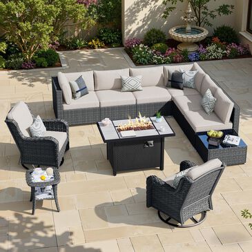 HOMLUX 11-Piece Patio Sectional Set in Beige, , large