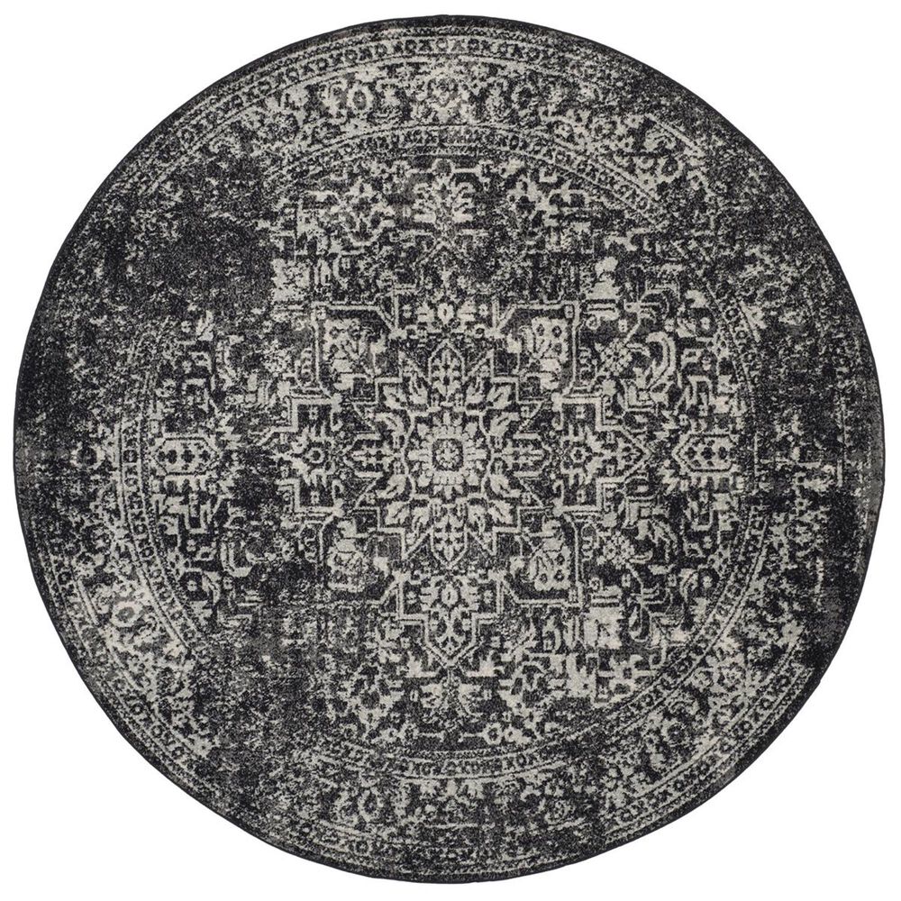 Safavieh Evoke EVK256R 5&#39;1&quot; Round Black and Grey Area Rug, , large