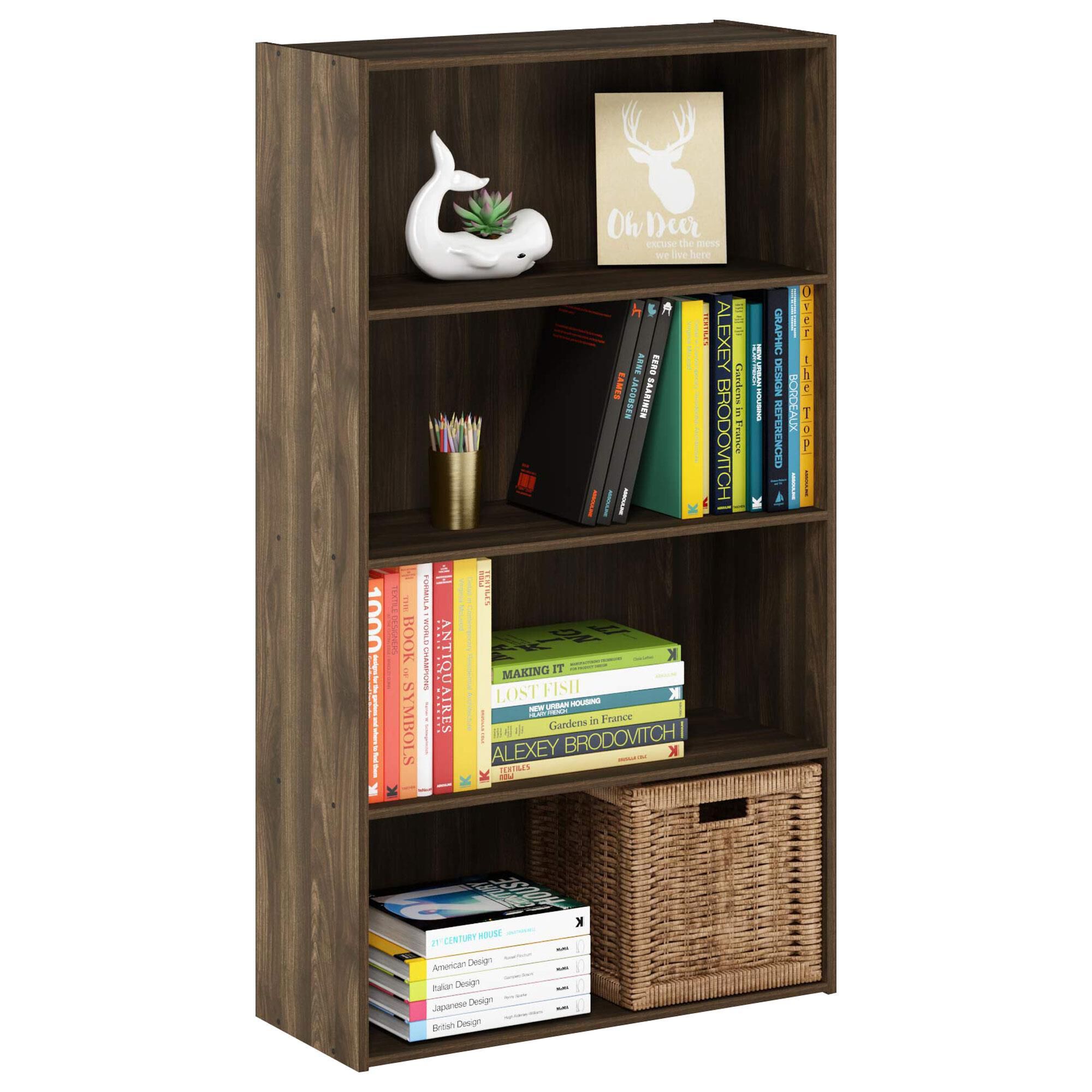 HOMLUX 4-Tier Open Shelf Bookcase in Columbia Walnut