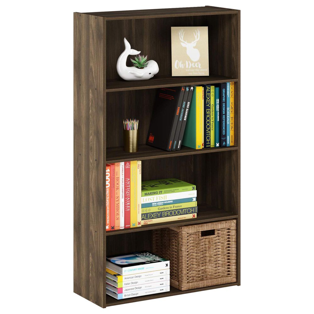 HOMLUX 4-Tier Open Shelf Bookcase in Columbia Walnut, , large