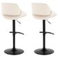 LumiSource Fabrico Swivel Adjustable Bar Stool with Cream Faux Leather Upholstery and Rounded T Footrest in Black (Set of 2), , large
