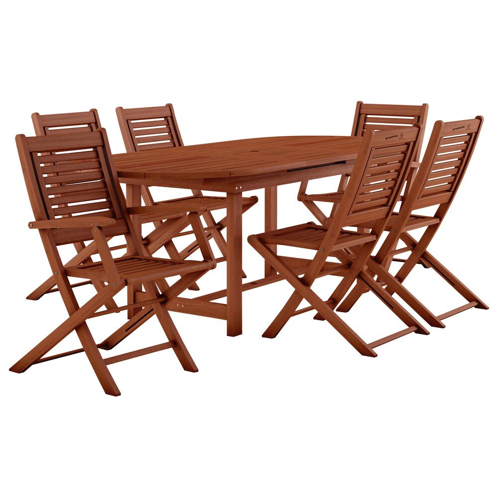 International Home Miami Amazonia 7-Piece Oval Dining Set in Brown, , large