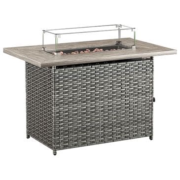 Sunwell Garden Rectangular Fire Pit Table in Gray, , large