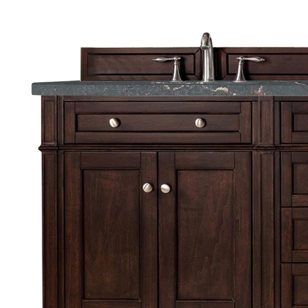 James Martin Vanities Brittany 72&quot; Double Bathroom Vanity in Burnished Mahogany with 3 cm Parisien Bleu Quartz Top and Rectangular Sinks, , large
