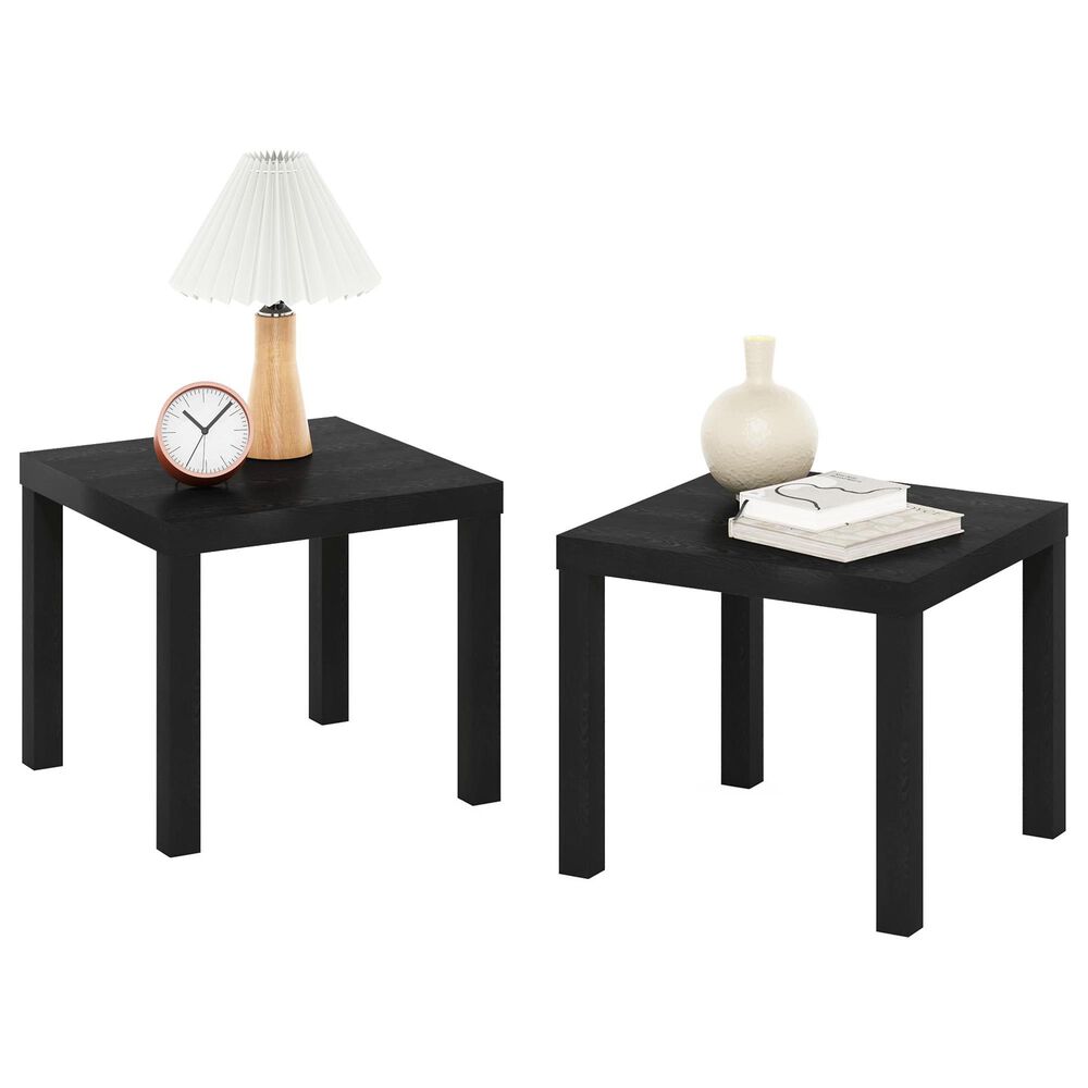 HOMLUX Classic Homey Square End Table in Black (Set of 2), , large
