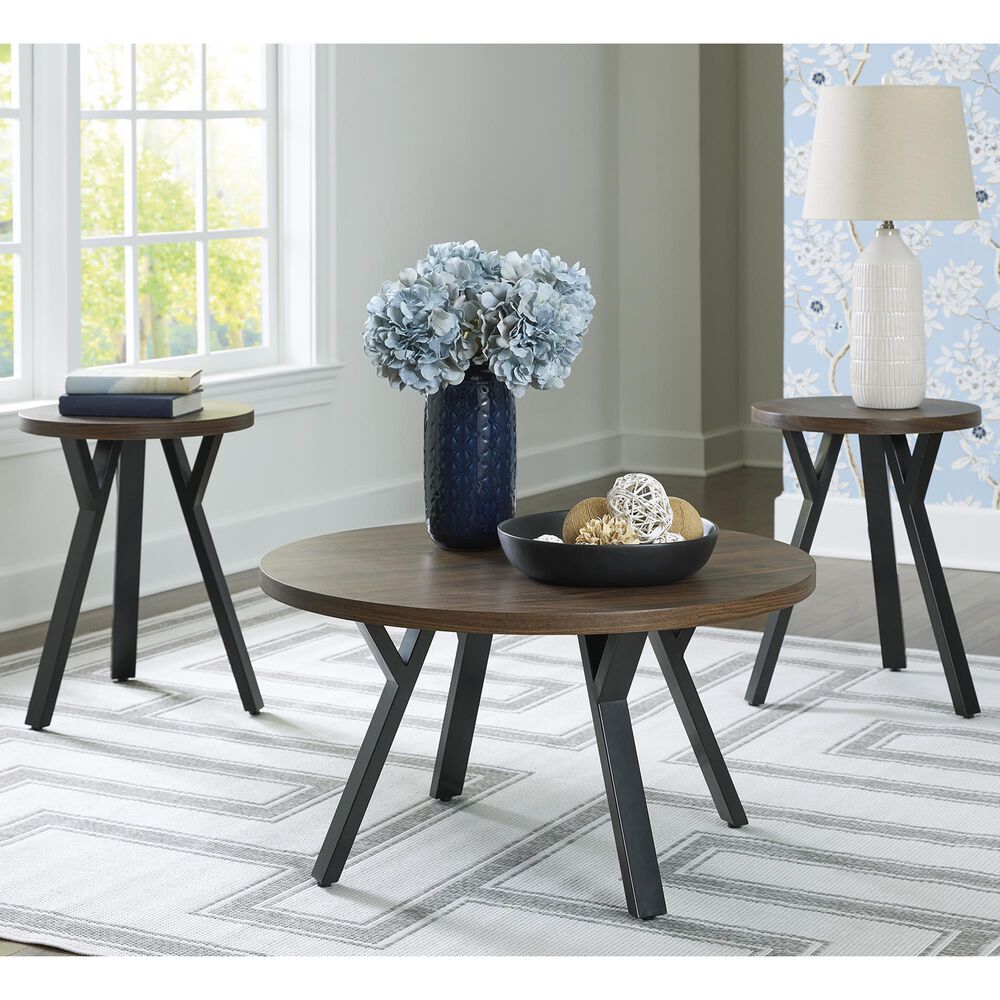 Ashley Elbrynn Occasional Table Set in Brown and Black &#40;Set of 3&#41;, , large