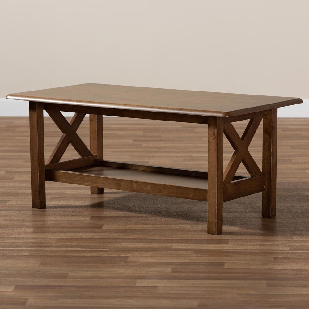 Baxton Studio Reese Coffee Table in Walnut Brown, , large