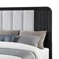 Modern Market Beckett King Platform Bed with LED Lights in Black Finish and White Fluted Upholstery, , large