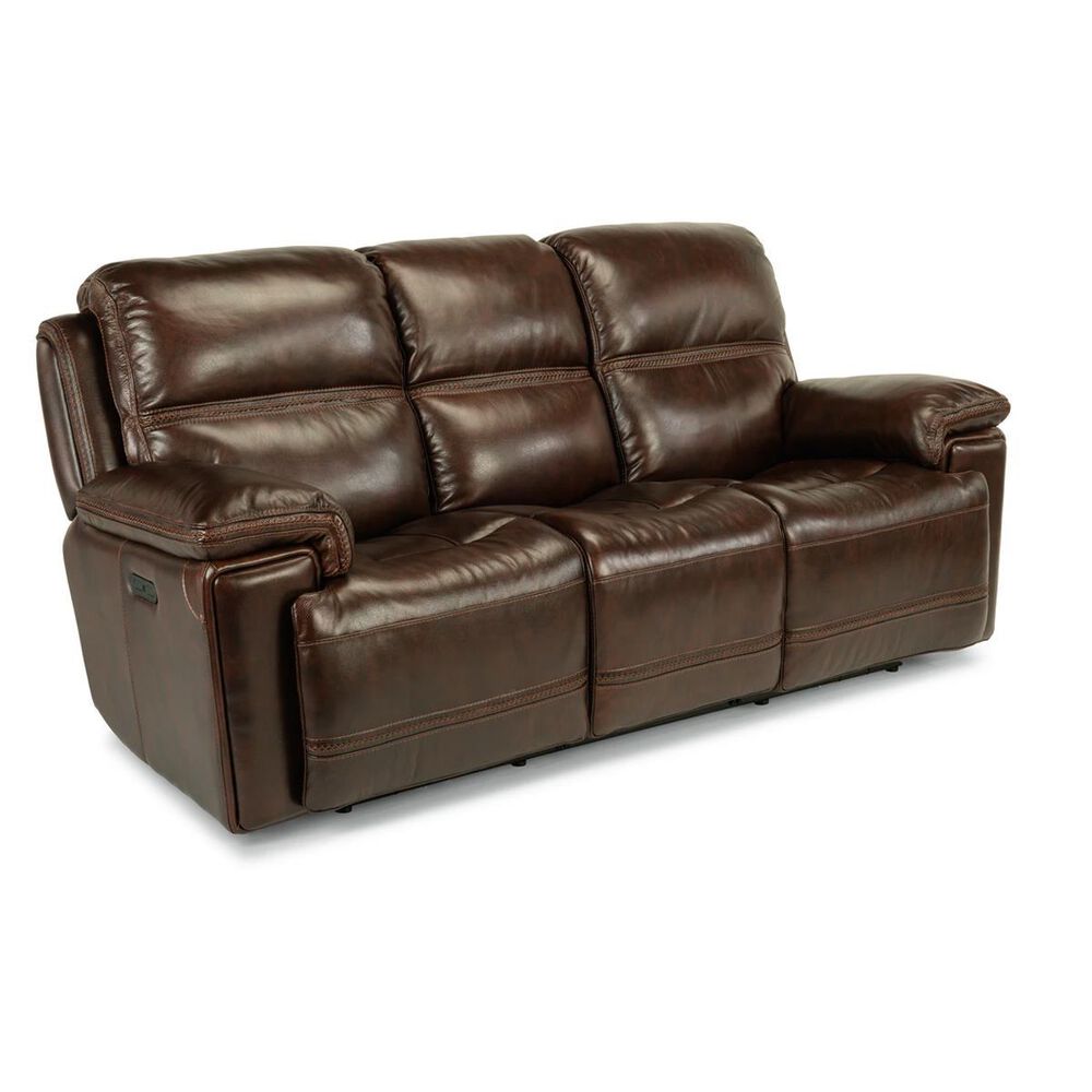 Flexsteel Fenwick Leather Power Reclining Sofa in Dark Brown, , large