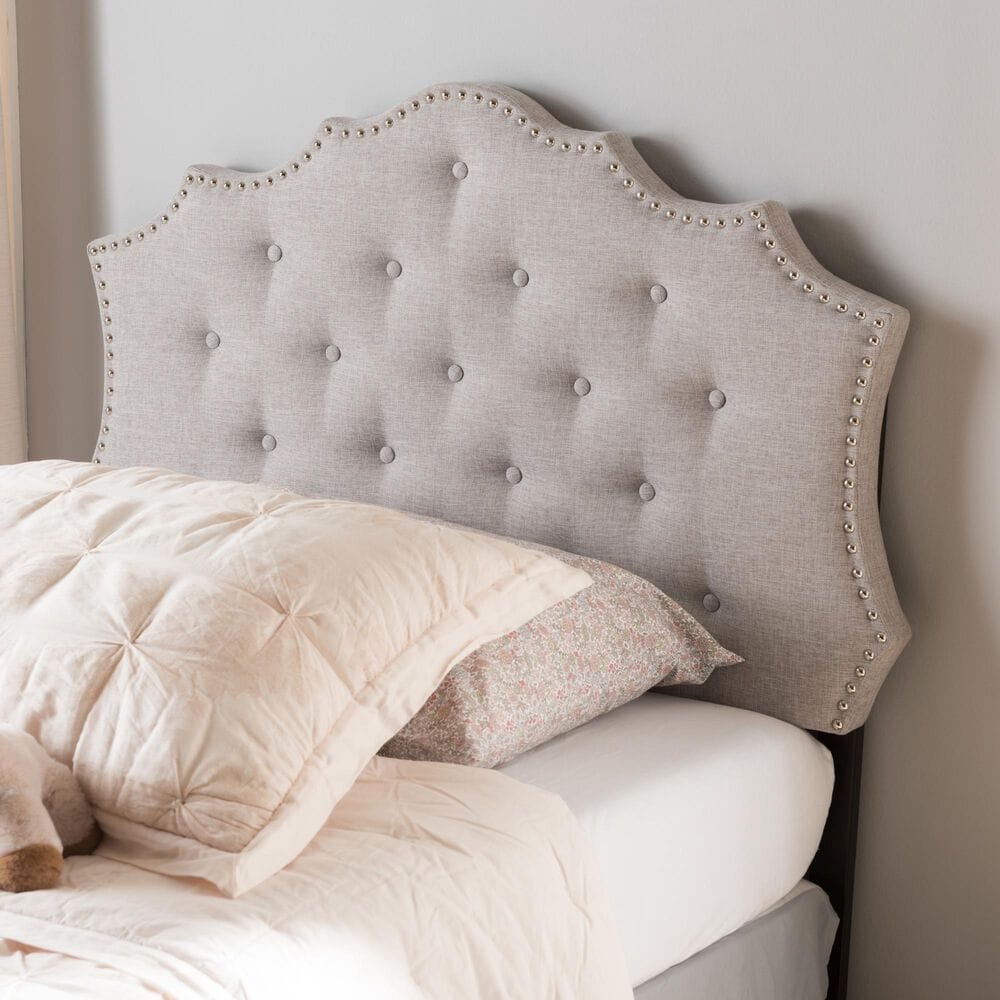 Baxton Studio Aurora Twin Upholstered Headboard in Greyish Beige, , large