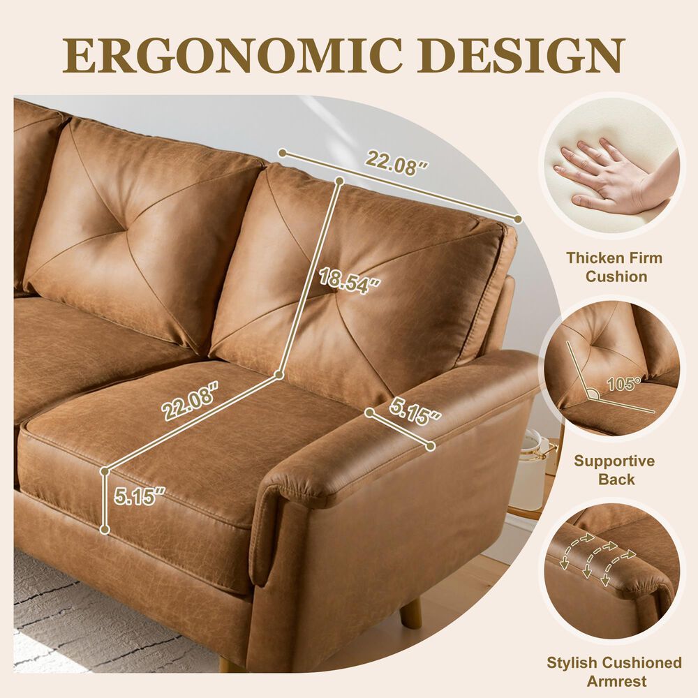 HOMLUX 72" Stationary Sofa in Light Brown, , large