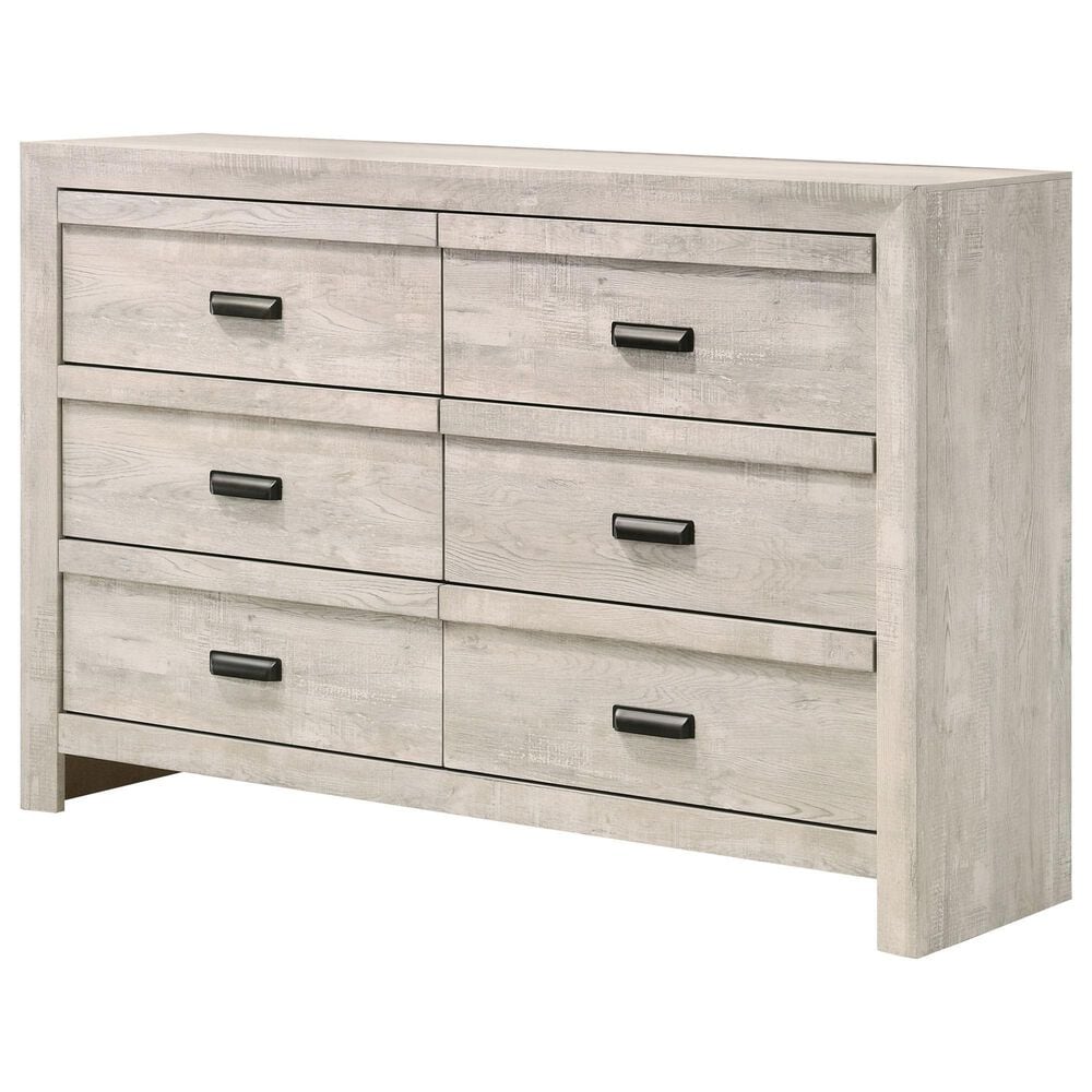 Crown Mark Valor 6-Drawer Dresser and Mirror in Light Gray, , large