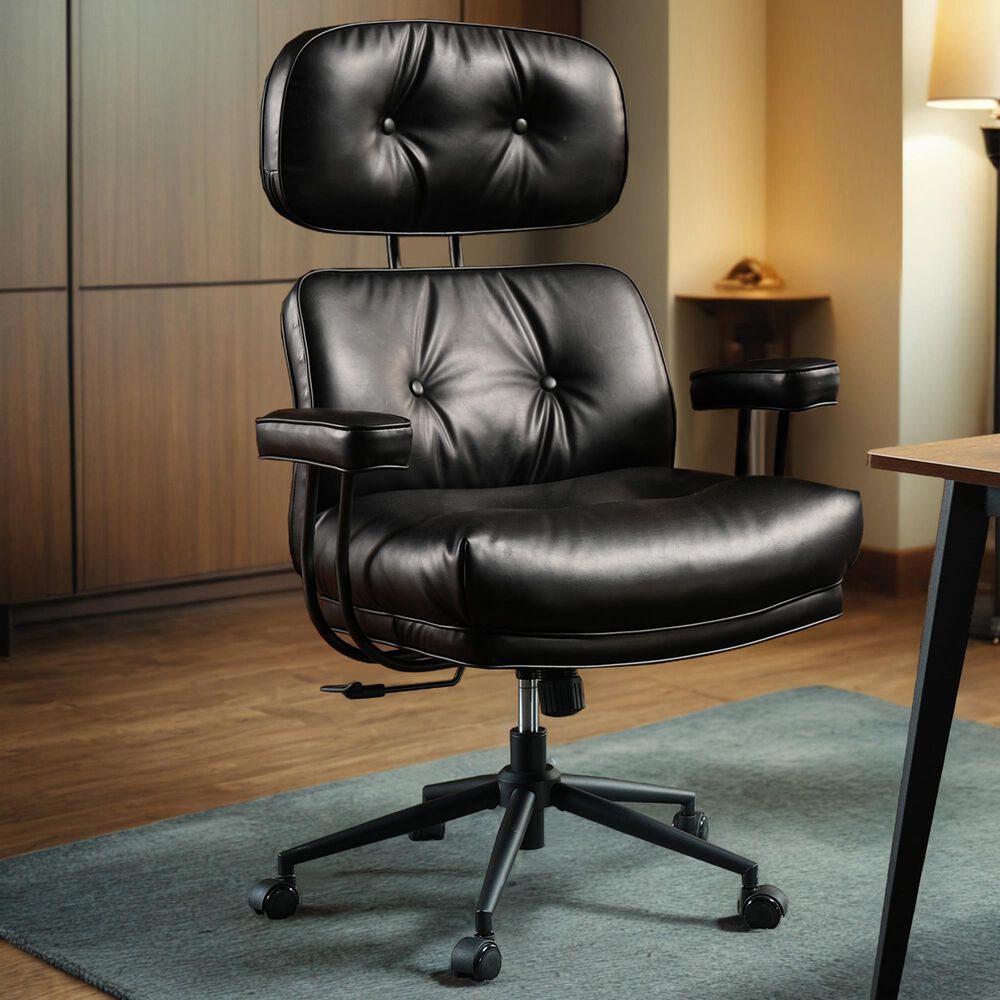 HOMLUX High Back Executive Office Chair with PU Leather in Black, , large