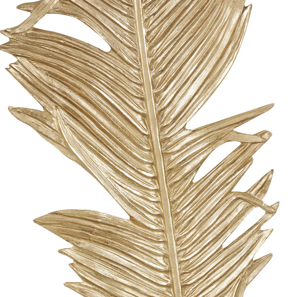 Maple and Jade 47&quot; x 14&quot; x 2&quot; Polystone Bird Large Feather Wall Decor in Gold, , large