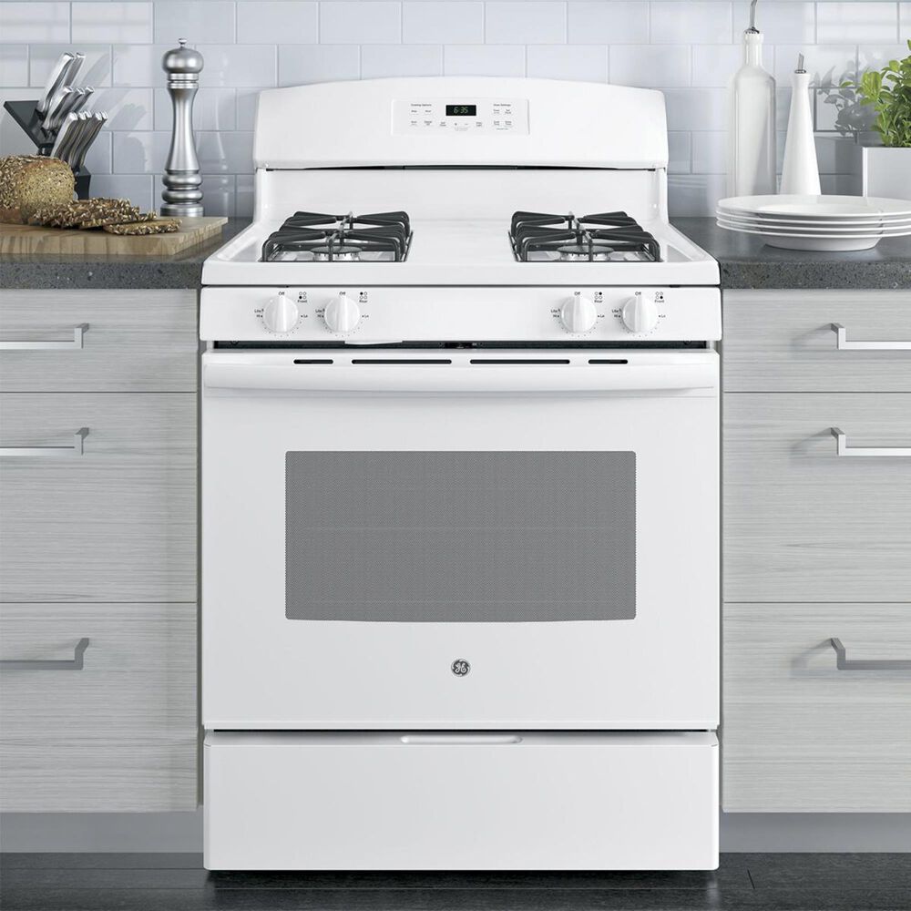 GE Appliances 5.0 Cu. Ft. Freestanding Gas Range in White Shop NFM
