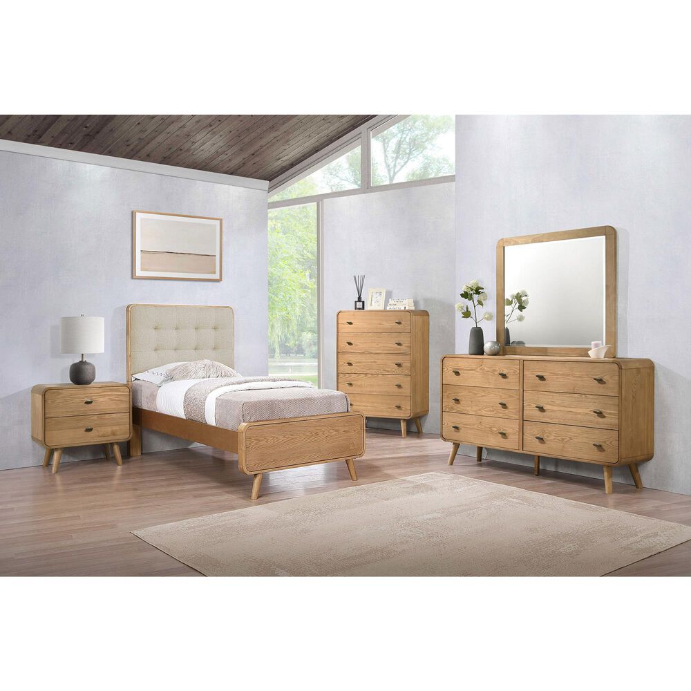 Pacific Landing Robyn Twin Upholstered Platform Bed in Cool Beige and Light Ash, , large