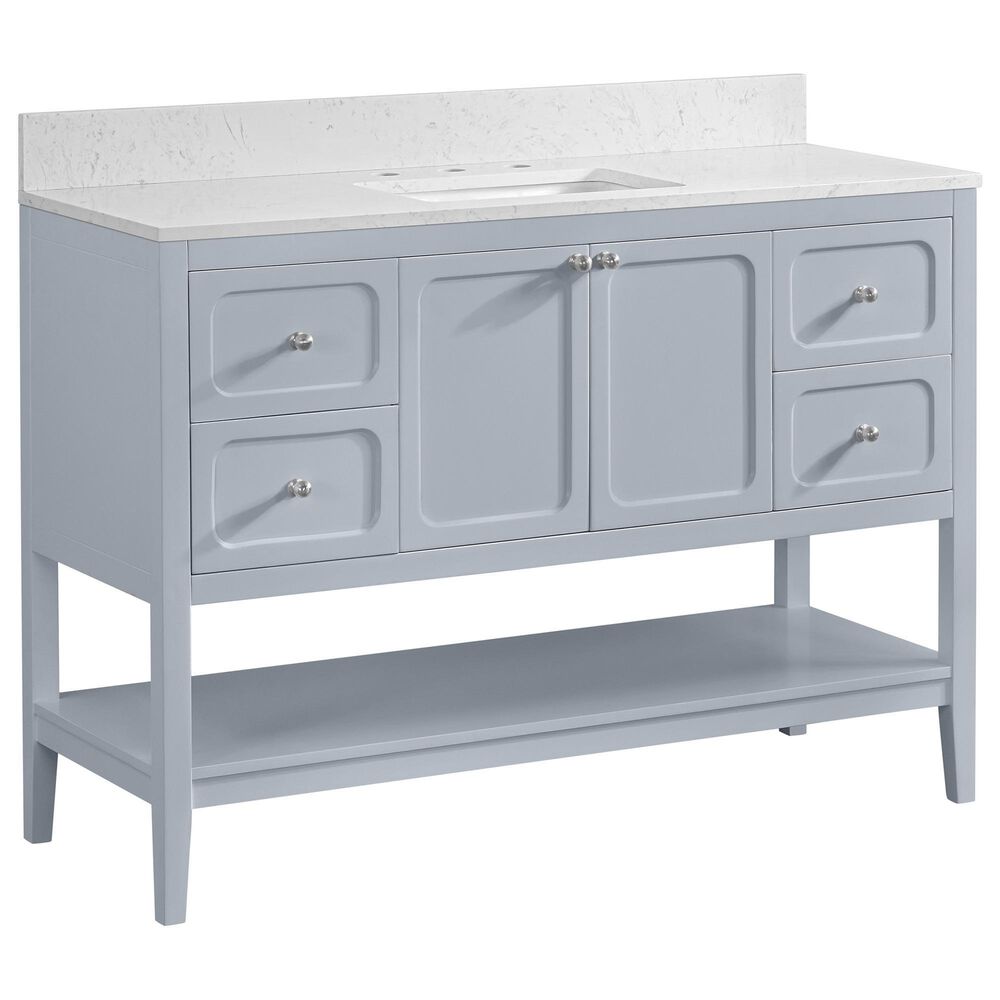 37B Ravello 48" Single Bathroom Vanity Cabinet in Soft Blue with Marble Top and Backsplash, , large