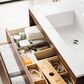 James Martin Vanities Mantova 35.4" Single Vanity in Mid-Century Walnut and Champagne Brass with 3 cm Glossy White Composite Stone Top and Rectangular Sink, , large