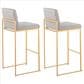 LumiSource Fuji High Back Barstool with Grey Fabric in Gold (Set of 2), , large