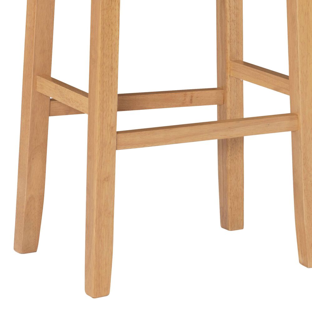 Linon Home Decor Claridge Bar Stool with Striped Beige Cushion in Rustic Brown, , large