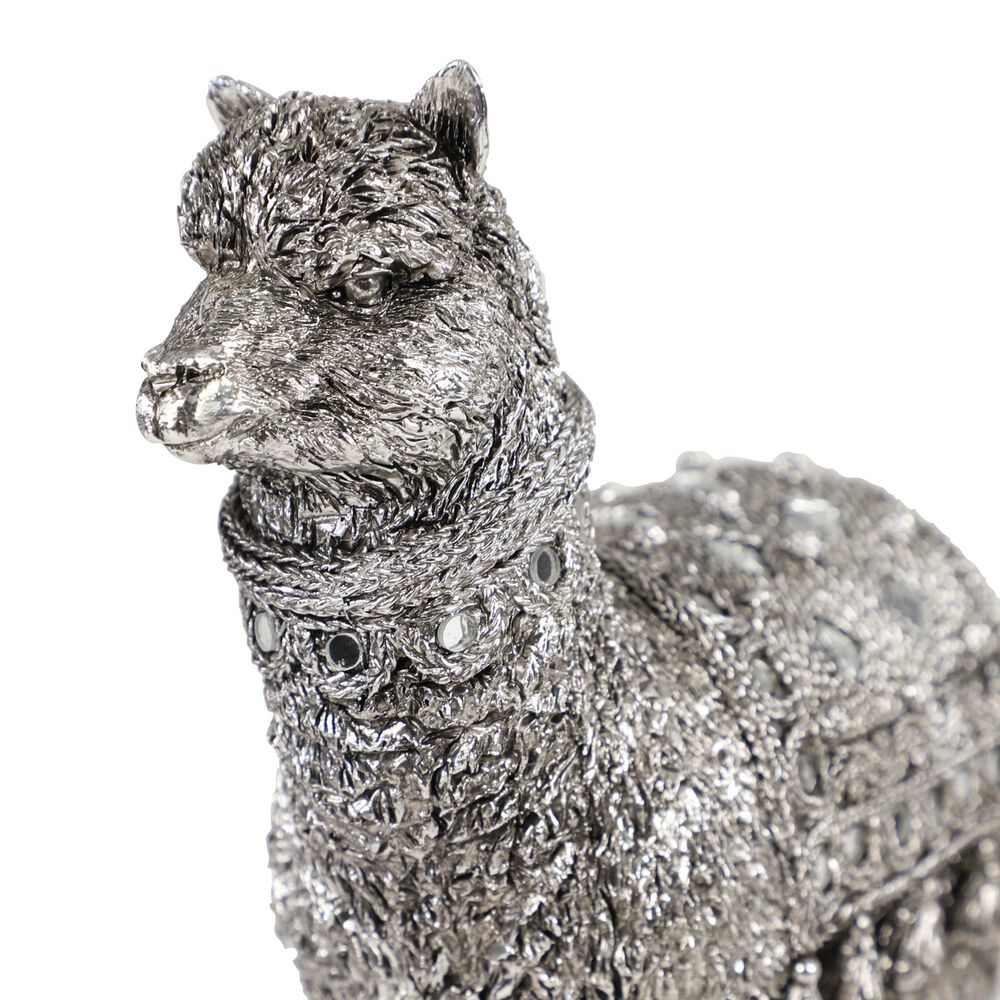 Maple and Jade Eclectic Resin Llama Sculpture in Silver &#40;Set of 2&#41;, , large