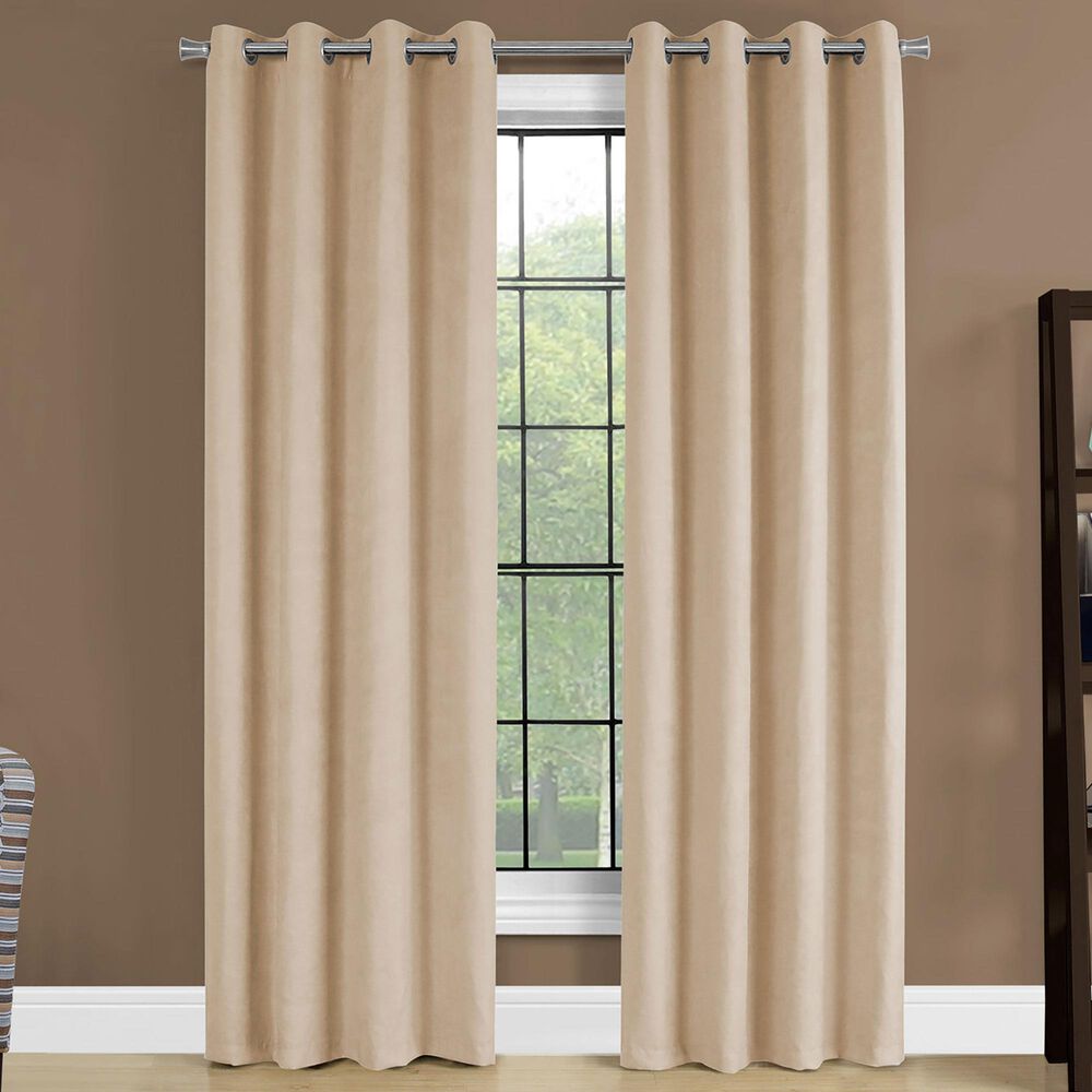 Monarch Specialties 54&quot; x 84&quot; Curtain Panel in Beige &#40;Set of 2&#41;, , large