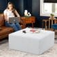 Jaxx Fairlie Boucle Fabric Ottoman in White, , large