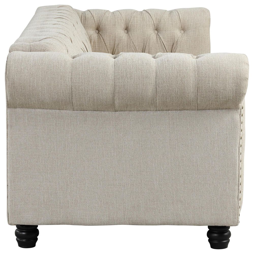 Morden Fort Chesterfield 2-Piece Stationary Linen Chair and Sofa Set in Beige, , large