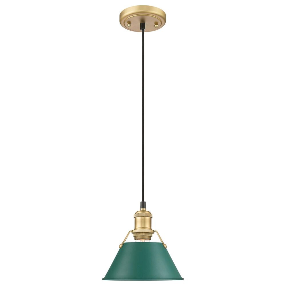 Golden Lighting Orwell 1-Light Small Pendant with Pine Green Shade in Brushed Champagne Bronze, , large