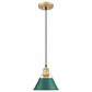 Golden Lighting Orwell 1-Light Small Pendant with Pine Green Shade in Brushed Champagne Bronze, , large