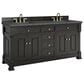 James Martin Vanities Brookfield 72" Double Bathroom Vanity in Black Onyx with 3cm Parisien Bleu Quartz Top and Rectangular Sinks, , large